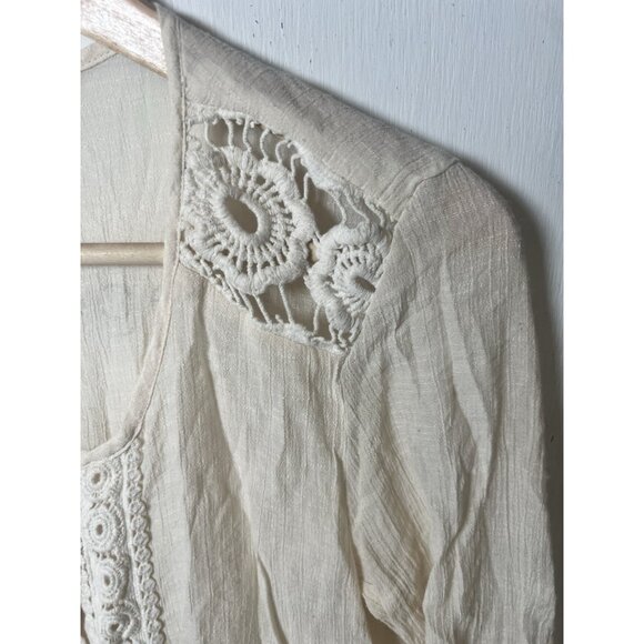 Notations White Cream Embroidered Cottagecore Bohemian Peasant Blouse Top S Q - Picture 3 of 8